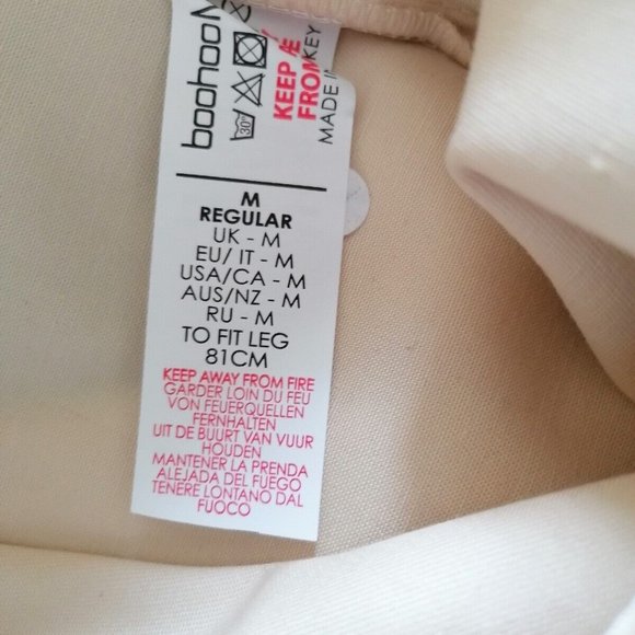 Boohoo Mens Chino Trousers Size M 34 W 31 L Chino Style Cargo Stone Colour - Picture 3 of 12